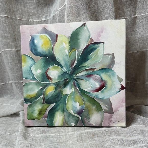 Tre Sorelle Studios "Succulent Watercolor 11" Art Print 11" Stretched Canvas EUC - Picture 1 of 7